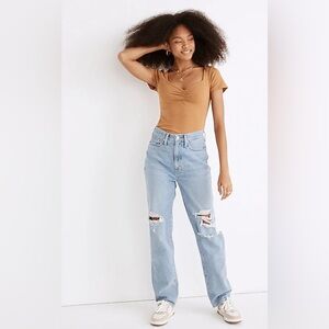 MADEWELL Baggy Straight Jeans in Earlhurst Wash: Ripped Edition